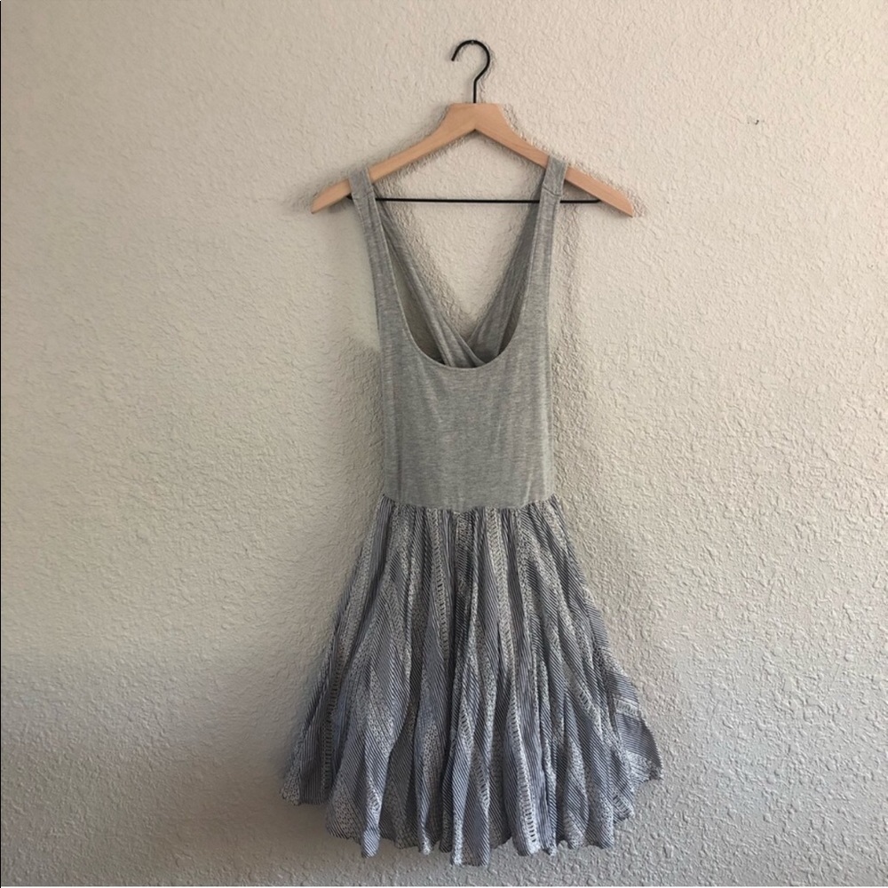 Free People Cross Back Grey & Blue Dress